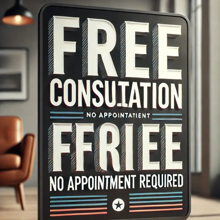FREE CONSULTATION:NO APPOINTMENT REQUIRED
